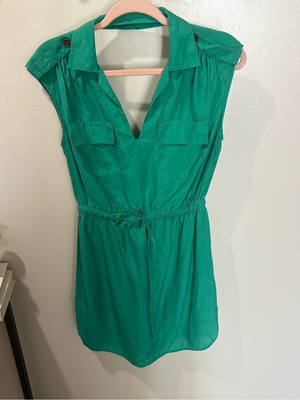 Twelfth Street by Cynthia Vincent Green Utility Mini Dress S